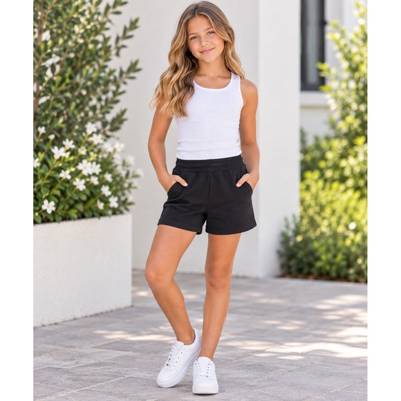 Cat & Jack Other - Cat & Jack Girls Shorts Black Cotton Blend Jersey Athletic Pull On Size M 7/8
